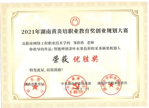 邹欣欣指导学生参加湖南省黄炎培技能竞赛获奖证书